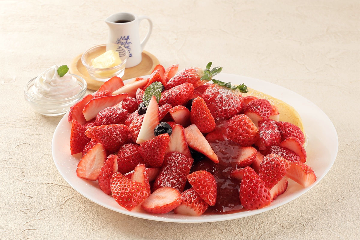 スイーツメニューの「いちごのパンケーキ」の写真